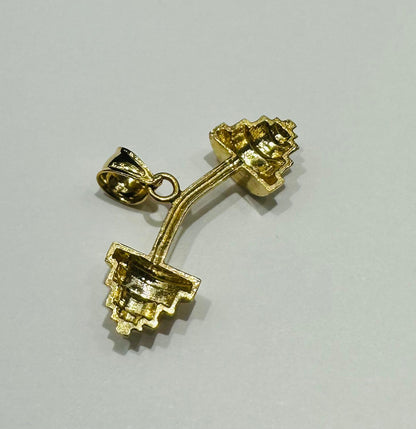 10K GOLD BARBELL CHARM PENDANT-  WEIGHT: 1.7gm