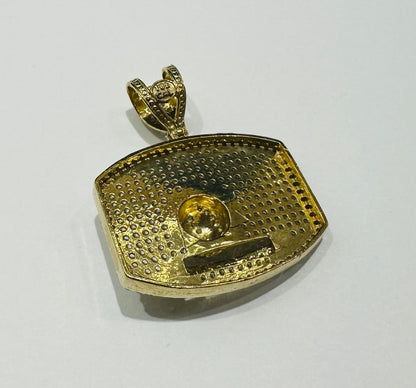 10K GOLD BASKETBALL HOOP AND BALL PENDANT WITH WHITE SAPPHIRE- WEIGHT: 10.0gm