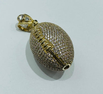 10K GOLD FOOTBALL PENDANT WITH WHITE SAPPHIRE-  WEIGHT: 15.3gm