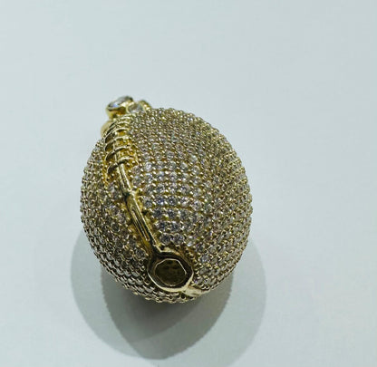 10K GOLD FOOTBALL PENDANT WITH WHITE SAPPHIRE-  WEIGHT: 15.3gm