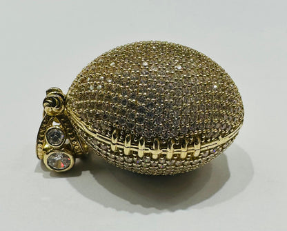 10K GOLD FOOTBALL PENDANT WITH WHITE SAPPHIRE-  WEIGHT: 15.3gm