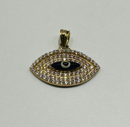 10K GOLD EVIL EYE RING WITH WHITE SAPPHIRE- WEIGHT: 1.5gm