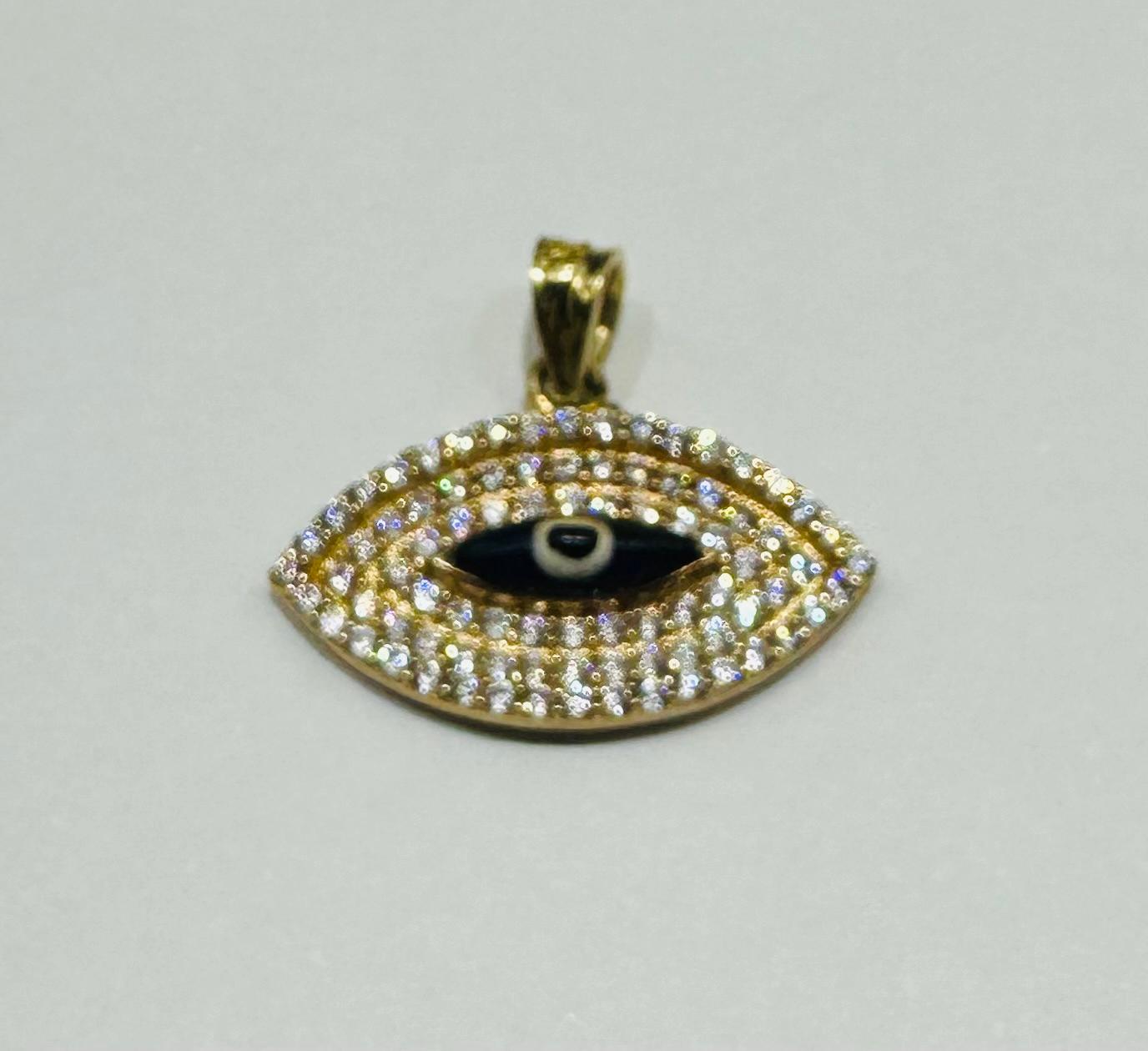 10K GOLD EVIL EYE RING WITH WHITE SAPPHIRE- WEIGHT: 1.5gm