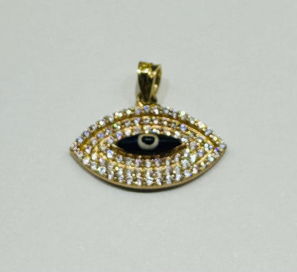 10K GOLD EVIL EYE RING WITH WHITE SAPPHIRE- WEIGHT: 1.5gm