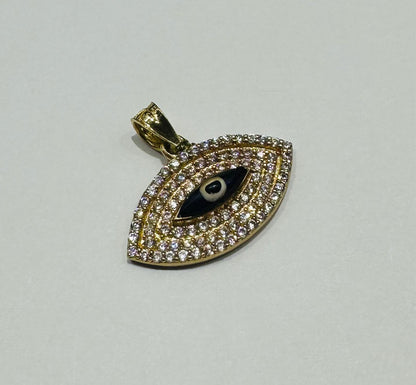 10K GOLD EVIL EYE RING WITH WHITE SAPPHIRE- WEIGHT: 1.5gm