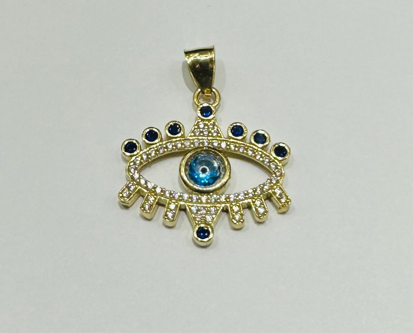 10K GOLD EVIL EYE RING WITH WHITE SAPPHIRE- WEIGHT: 5.0gm