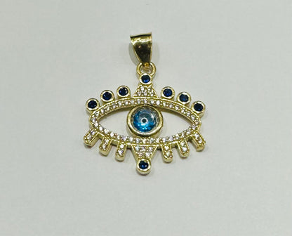 10K GOLD EVIL EYE RING WITH WHITE SAPPHIRE- WEIGHT: 5.0gm