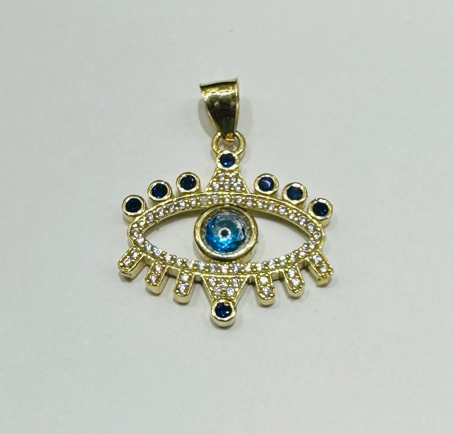 10K GOLD EVIL EYE RING WITH WHITE SAPPHIRE- WEIGHT: 5.0gm