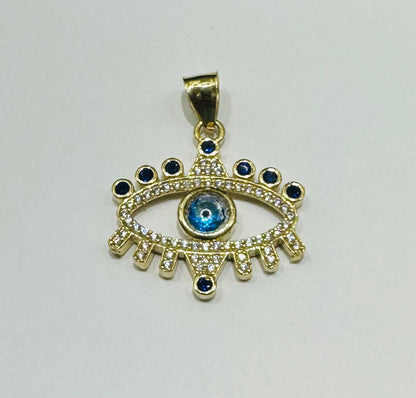 10K GOLD EVIL EYE RING WITH WHITE SAPPHIRE- WEIGHT: 5.0gm
