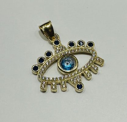 10K GOLD EVIL EYE RING WITH WHITE SAPPHIRE- WEIGHT: 5.0gm