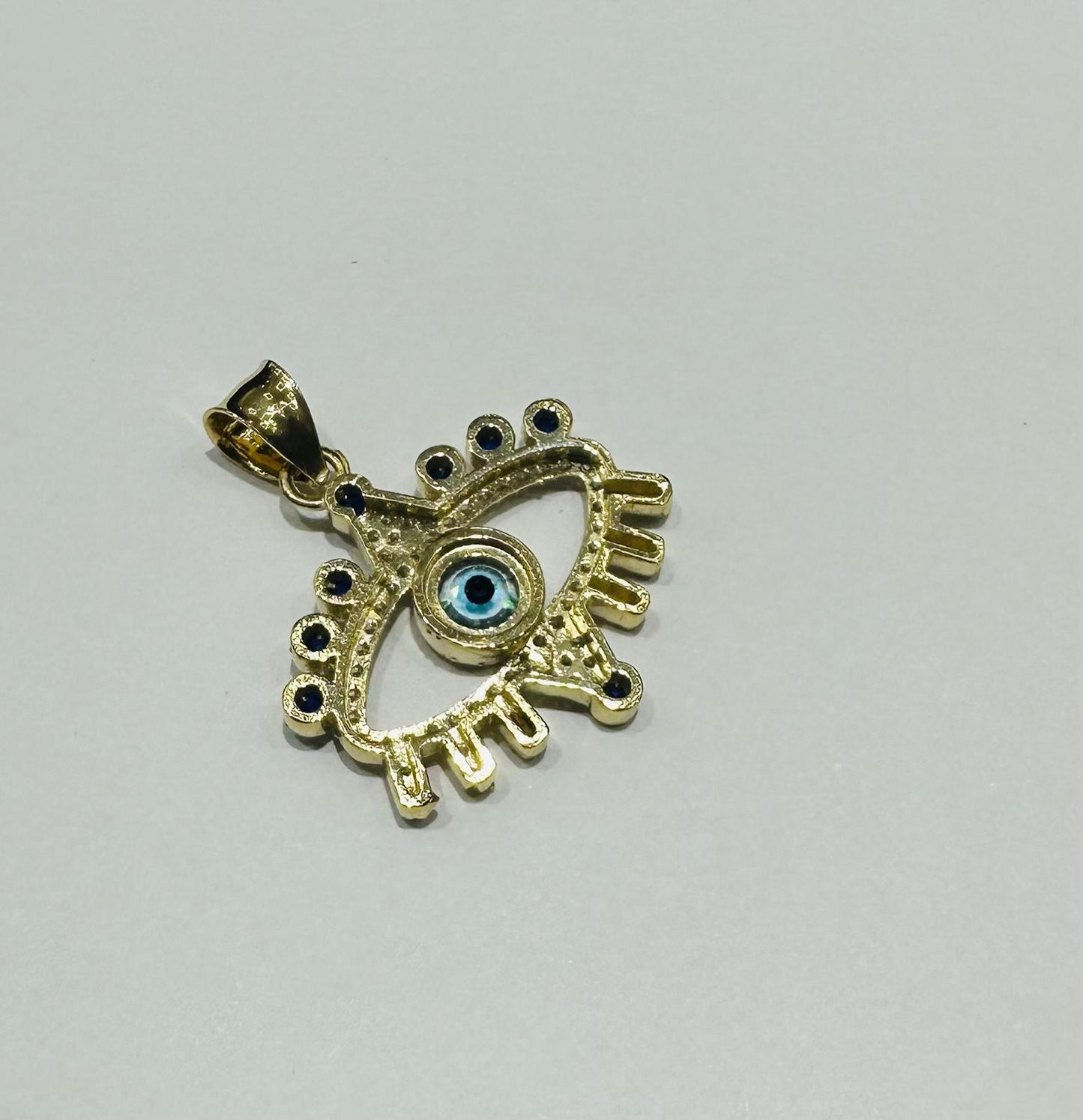 10K GOLD EVIL EYE RING WITH WHITE SAPPHIRE- WEIGHT: 5.0gm