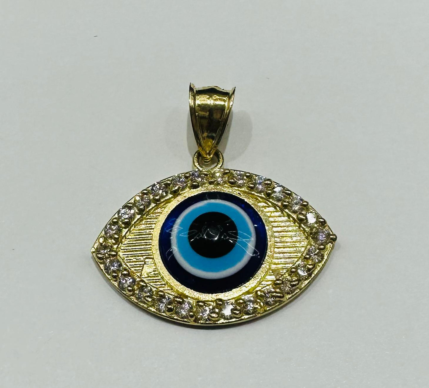 10K GOLD EVIL EYE RING WITH SAPPHIRE STONES- WEIGHT: 3.9gm