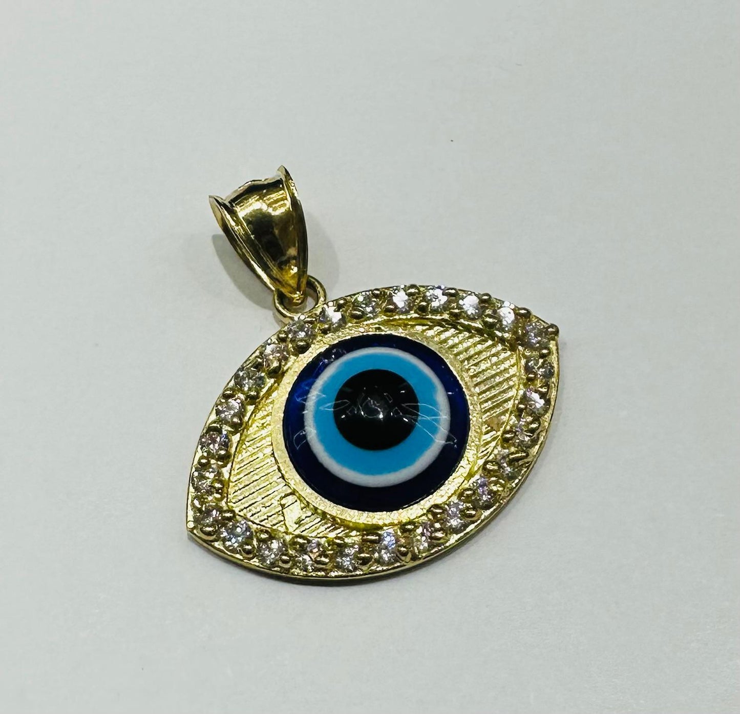 10K GOLD EVIL EYE RING WITH SAPPHIRE STONES- WEIGHT: 3.9gm