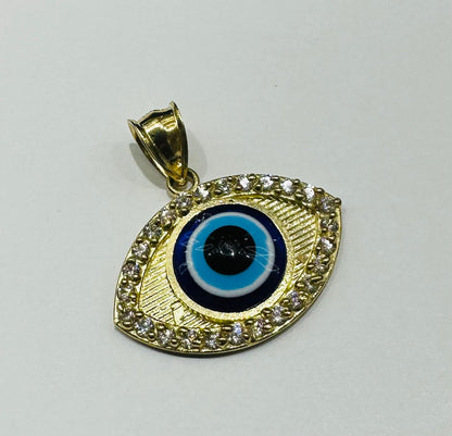 10K GOLD EVIL EYE RING WITH SAPPHIRE STONES- WEIGHT: 3.9gm