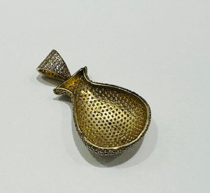 10K GOLD MONEY BAG WITH SAPPHIRE STONES- WEIGHT: 7.4gm