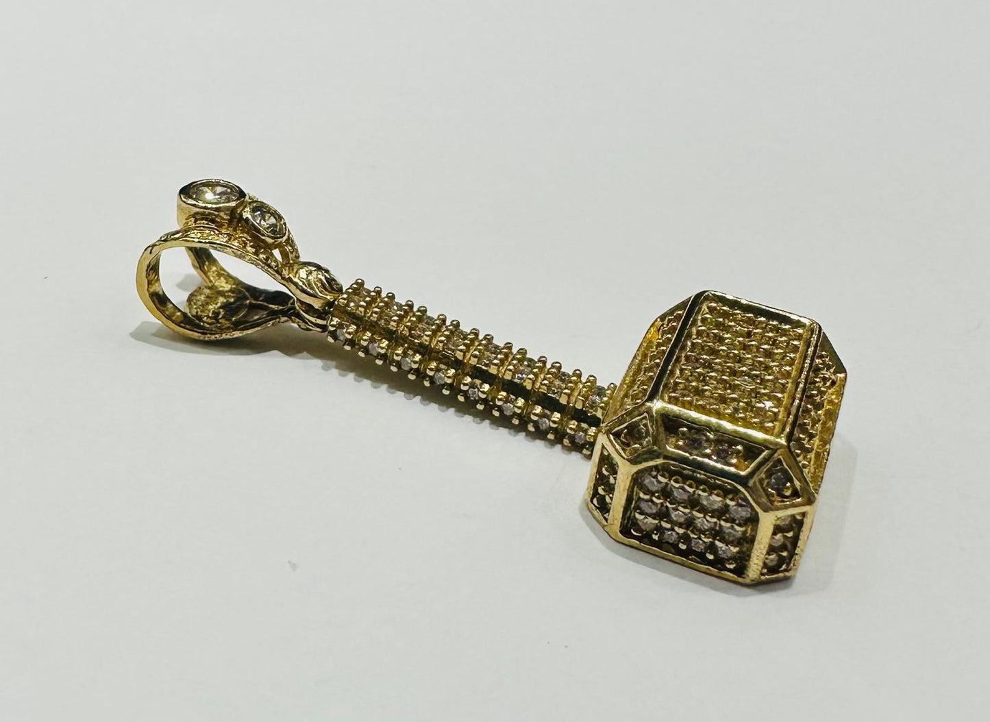 10K GOLD HAMMER PENDANT WITH SAPPHIRE STONES- WEIGHT: 5.1gm
