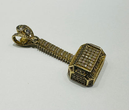 10K GOLD HAMMER PENDANT WITH SAPPHIRE STONES- WEIGHT: 5.1gm