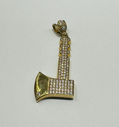 10K GOLD HAMMER PENDANT WITH SAPPHIRE STONES- WEIGHT: 7.5gm