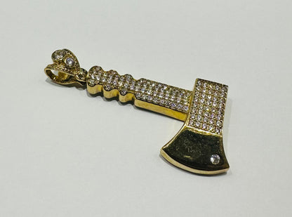 10K GOLD HAMMER PENDANT WITH SAPPHIRE STONES- WEIGHT: 7.5gm