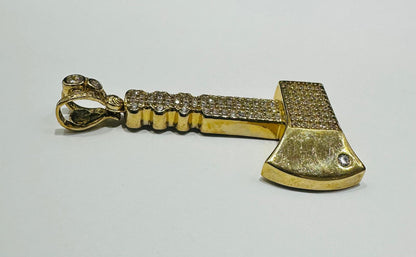 10K GOLD HAMMER PENDANT WITH SAPPHIRE STONES- WEIGHT: 7.5gm
