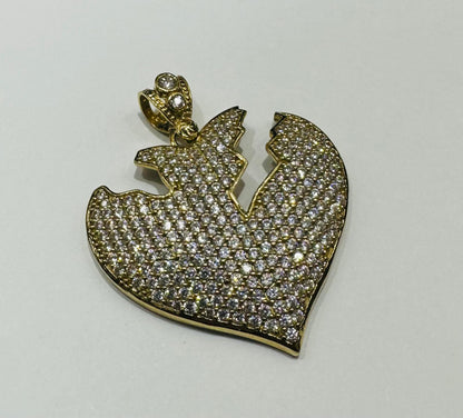 10K GOLD HEART PENDANT WITH WHITE SAPPHIRE- WEIGHT: 9.6gm