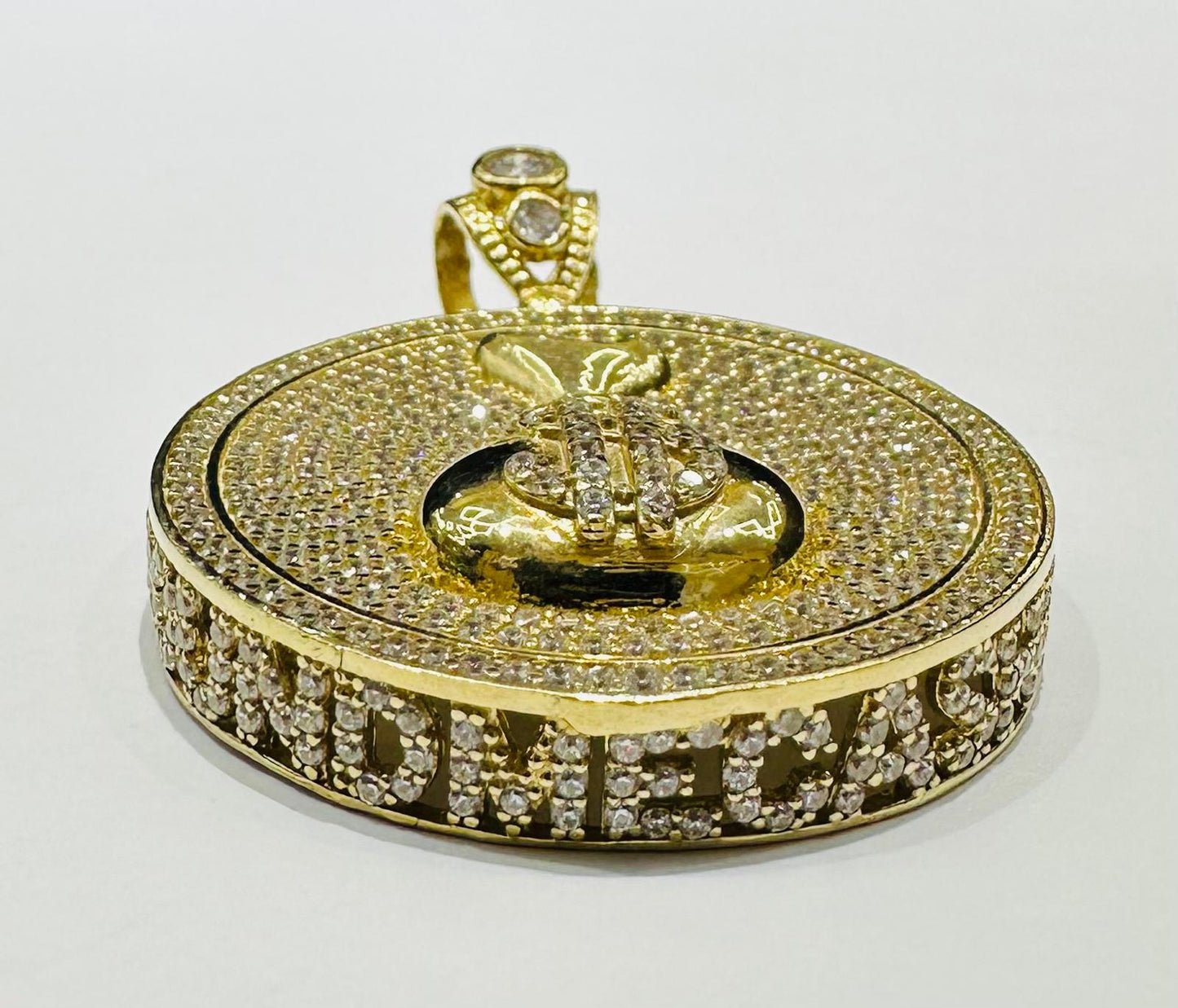 10K GOLD MONEYBAG PENDANT WITH WHITE SAPPHIRE- WEIGHT: 12.3gm