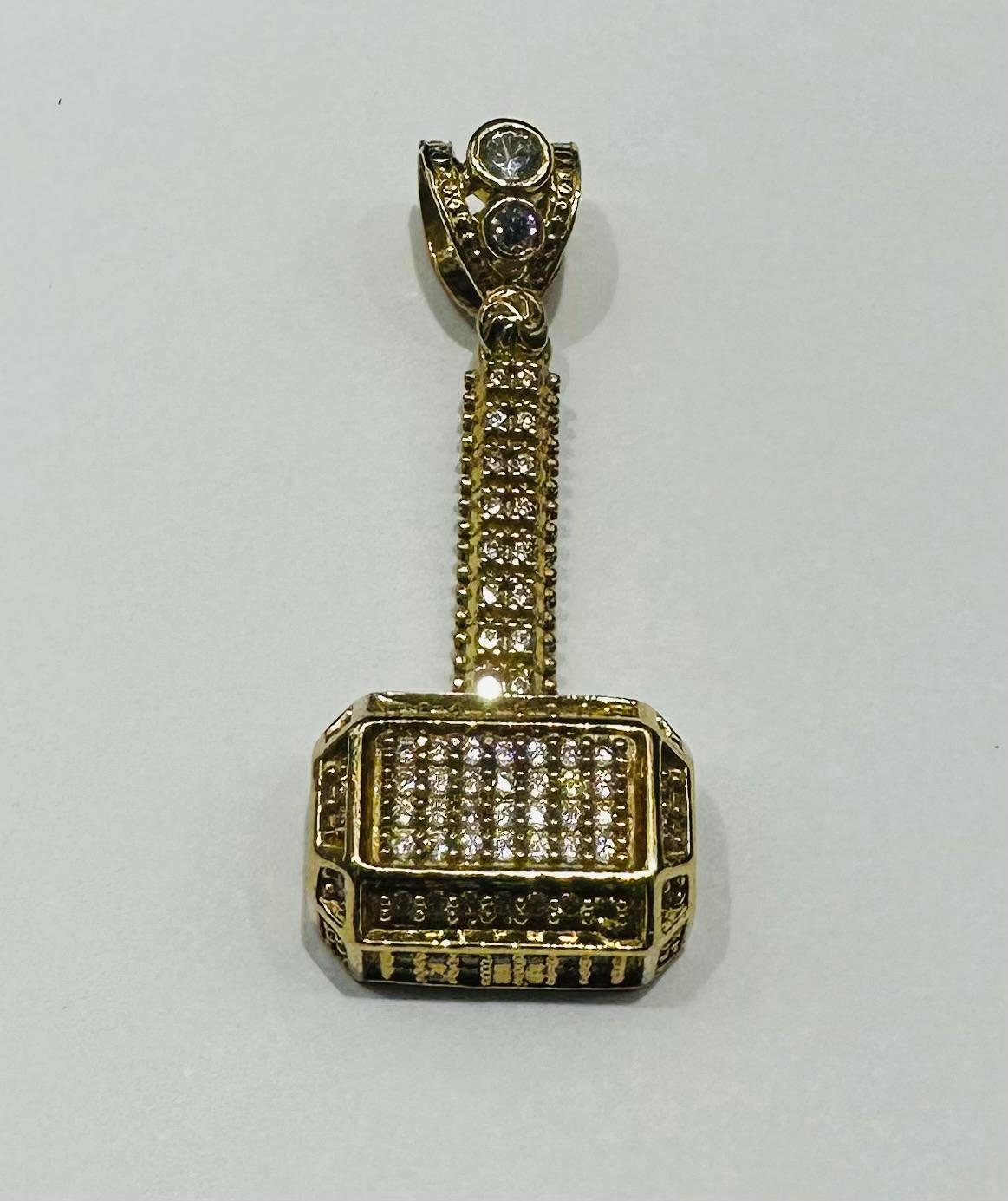 10K GOLD HAMMER PENDANT WITH SAPPHIRE STONES- WEIGHT: 5.1gm