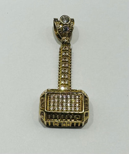 10K GOLD HAMMER PENDANT WITH SAPPHIRE STONES- WEIGHT: 5.1gm