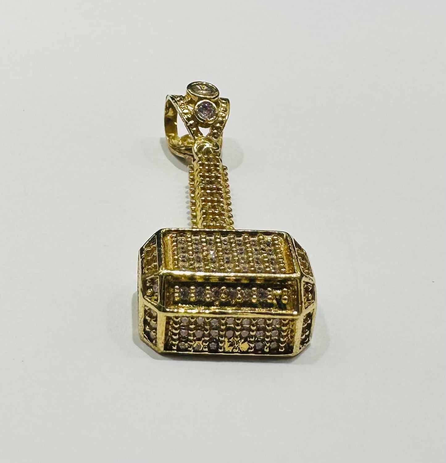 10K GOLD HAMMER PENDANT WITH SAPPHIRE STONES- WEIGHT: 5.1gm