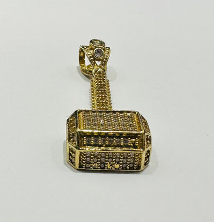 10K GOLD HAMMER PENDANT WITH SAPPHIRE STONES- WEIGHT: 5.1gm