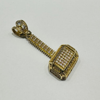 10K GOLD HAMMER PENDANT WITH SAPPHIRE STONES- WEIGHT: 5.1gm