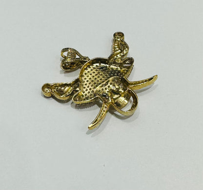 10K GOLD SKULL PENDANT WITH WHITE SAPPHIRE- WEIGHT: 7.5gm