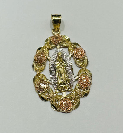 10K GOLD THREE-TONED VIRGIN MARY PENDANT- WEIGHT: 2.4gm