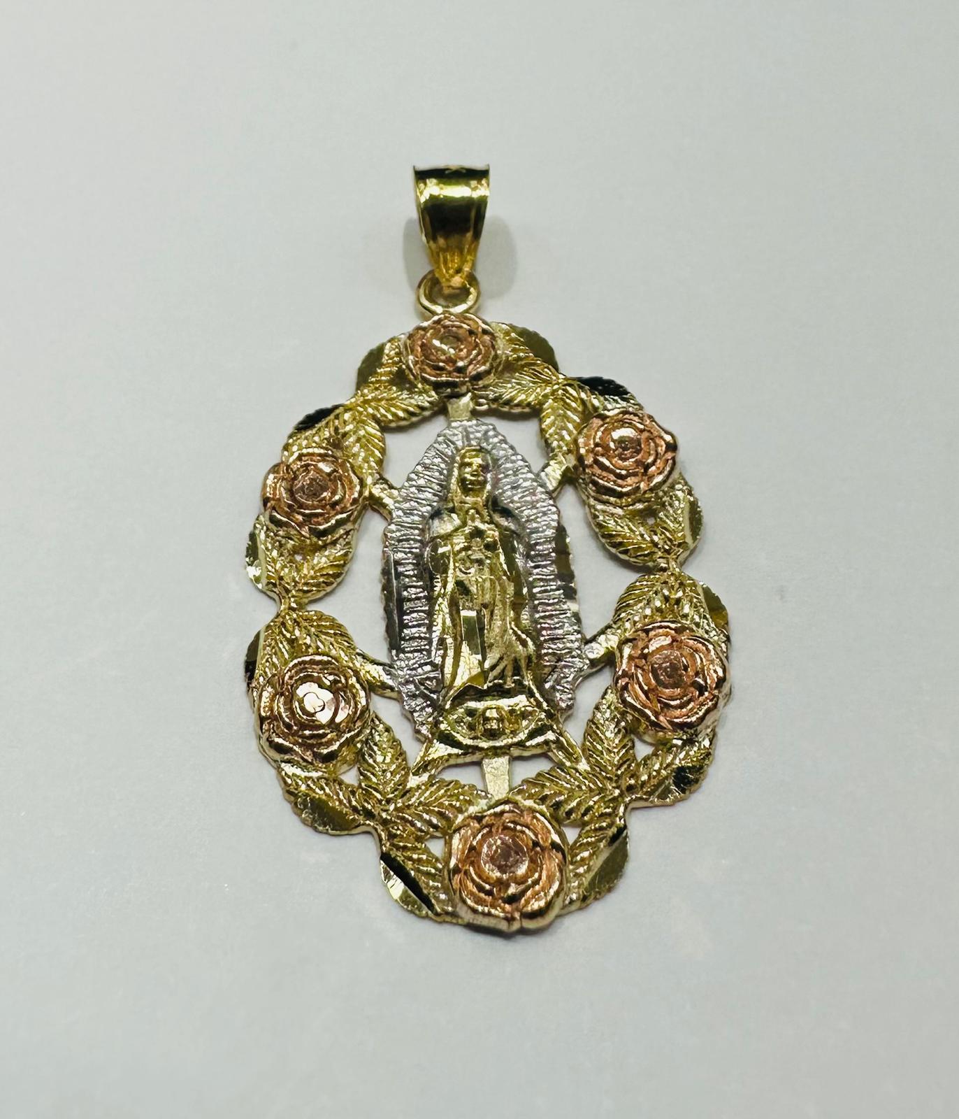 10K GOLD THREE-TONED VIRGIN MARY PENDANT- WEIGHT: 2.4gm