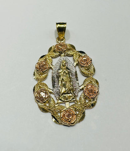 10K GOLD THREE-TONED VIRGIN MARY PENDANT- WEIGHT: 2.4gm