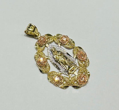 10K GOLD THREE-TONED VIRGIN MARY PENDANT- WEIGHT: 2.4gm