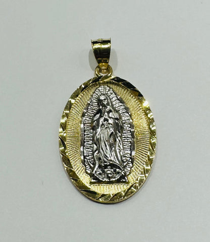 10K GOLD TWO TONED VIRGIN MARY PENDANT- WEIGHT: 3.9gm