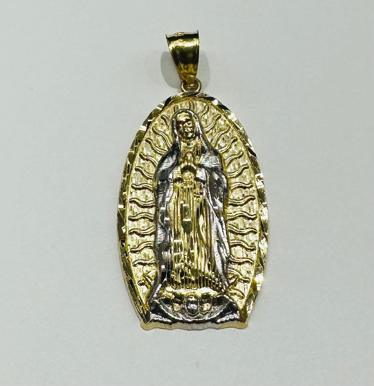 10K GOLD TWO TONED VIRGIN MARY PENDANT- WEIGHT: 3.3gm