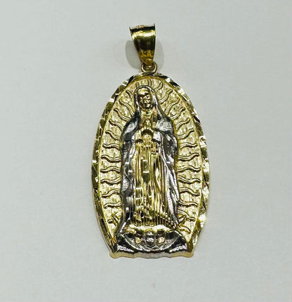 10K GOLD TWO TONED VIRGIN MARY PENDANT- WEIGHT: 3.3gm