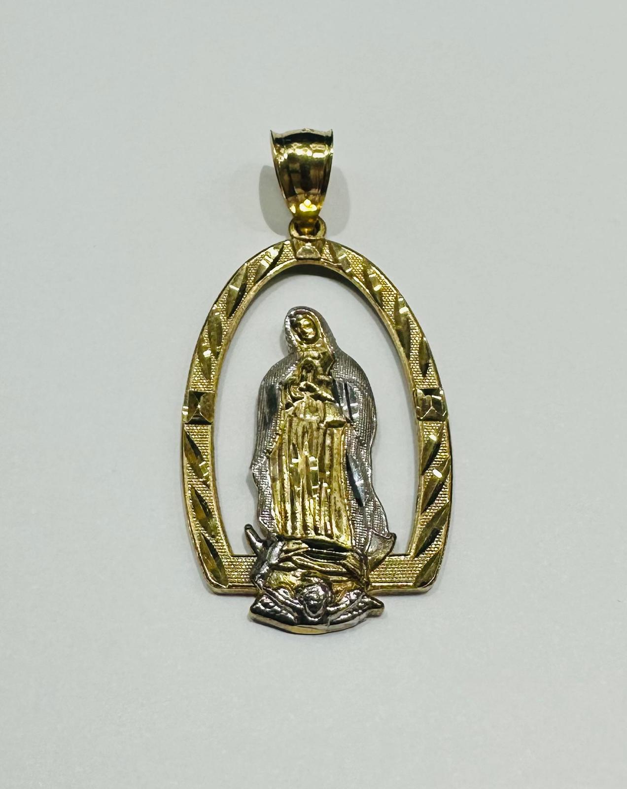 10K GOLD TWO TONED VIRGIN MARY PENDANT- WEIGHT: 3.9gm