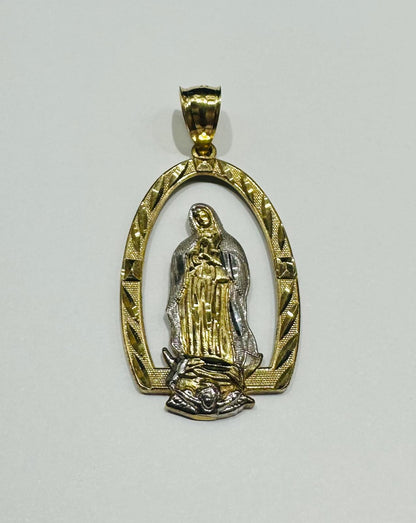 10K GOLD TWO TONED VIRGIN MARY PENDANT- WEIGHT: 3.9gm