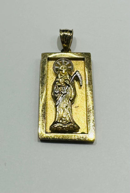 10K GOLD TWO TONED SANTA MUERTE PENDANT- WEIGHT: 3.3gm