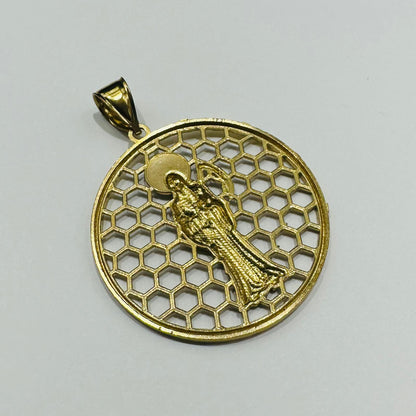 10K GOLD TWO TONED SANTA MUERTE PENDANT- WEIGHT: 8.5gm