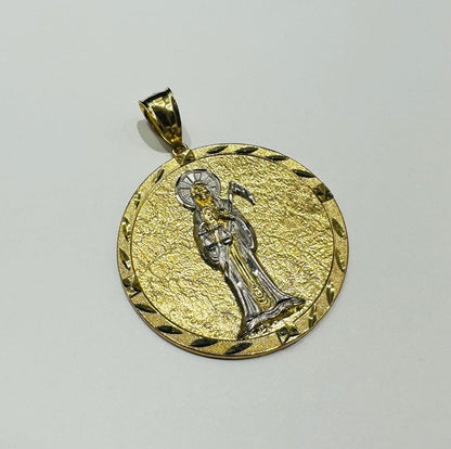 10K GOLD TWO TONED SANTA MUERTE PENDANT- WEIGHT: 12.5gm