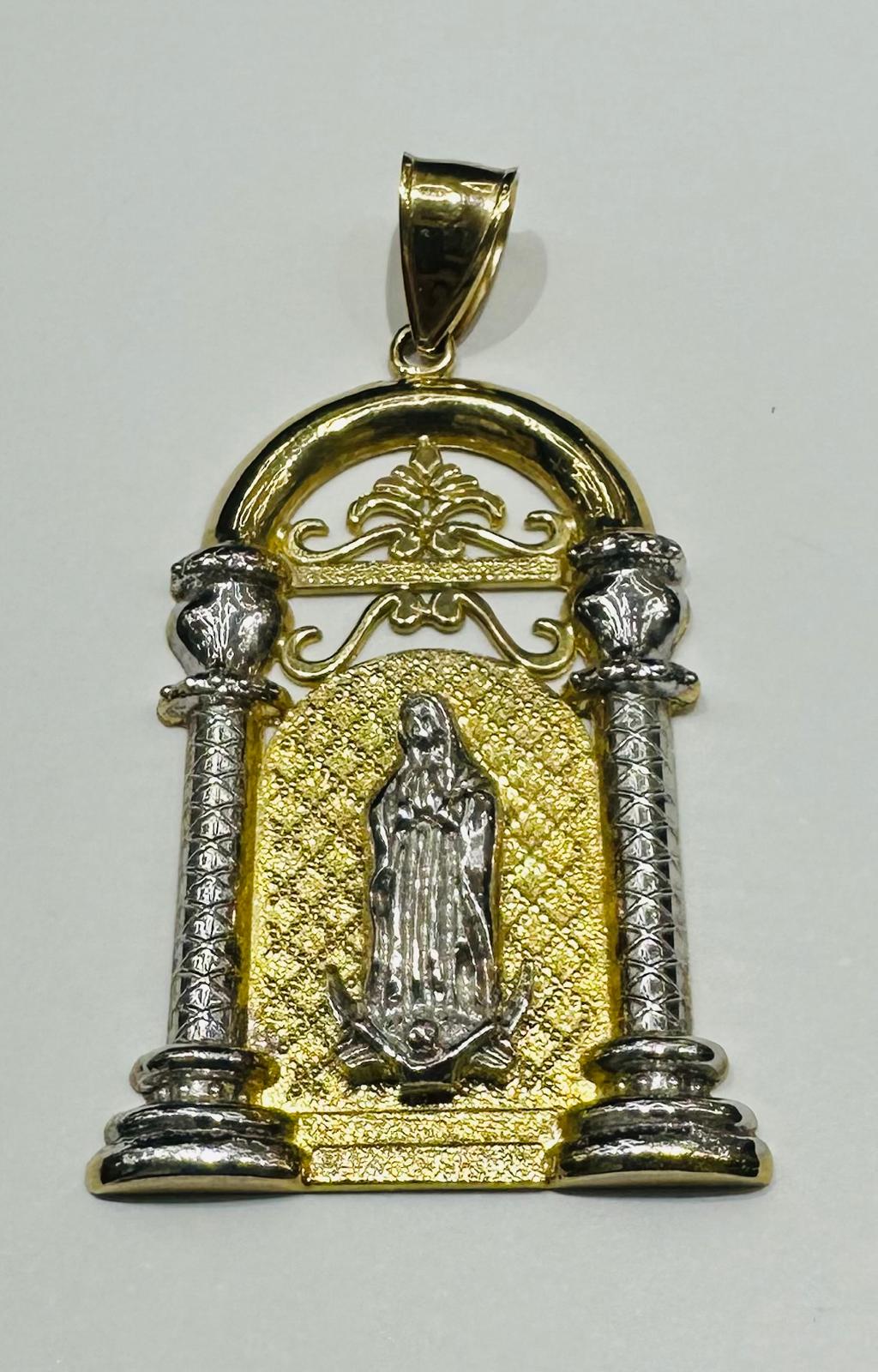 10K GOLD TWO TONED VIRGIN MARY PENDANT- WEIGHT: 9.8gm