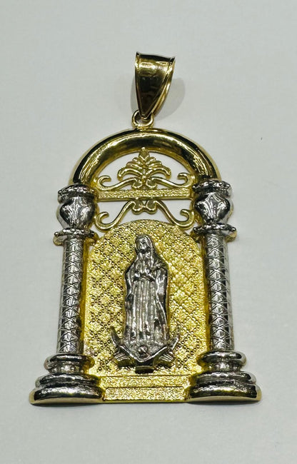 10K GOLD TWO TONED VIRGIN MARY PENDANT- WEIGHT: 9.8gm