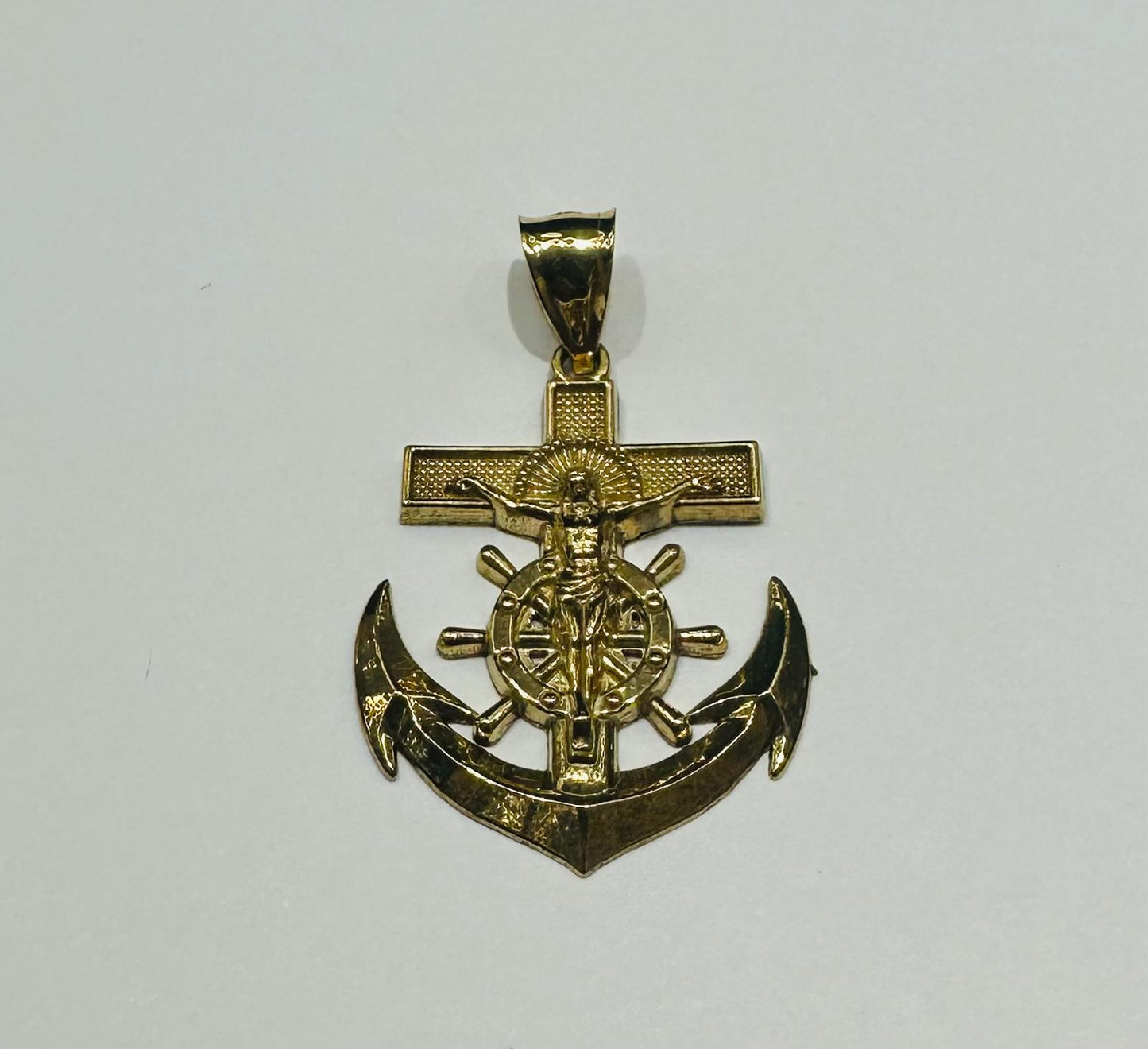 10K GOLD ANCHOR JESUS CROSS PENDANT- WEIGHT: 2.5gm