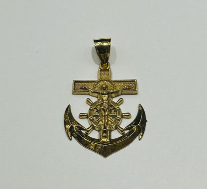 10K GOLD ANCHOR JESUS CROSS PENDANT- WEIGHT: 2.5gm