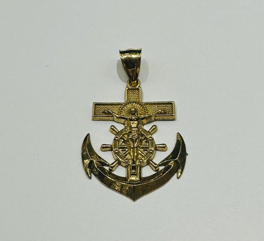 10K GOLD ANCHOR JESUS CROSS PENDANT- WEIGHT: 2.5gm