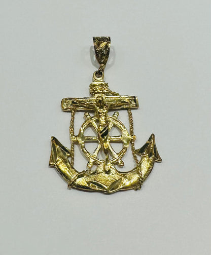 10K GOLD ANCHOR JESUS CROSS PENDANT- WEIGHT: 5.7gm